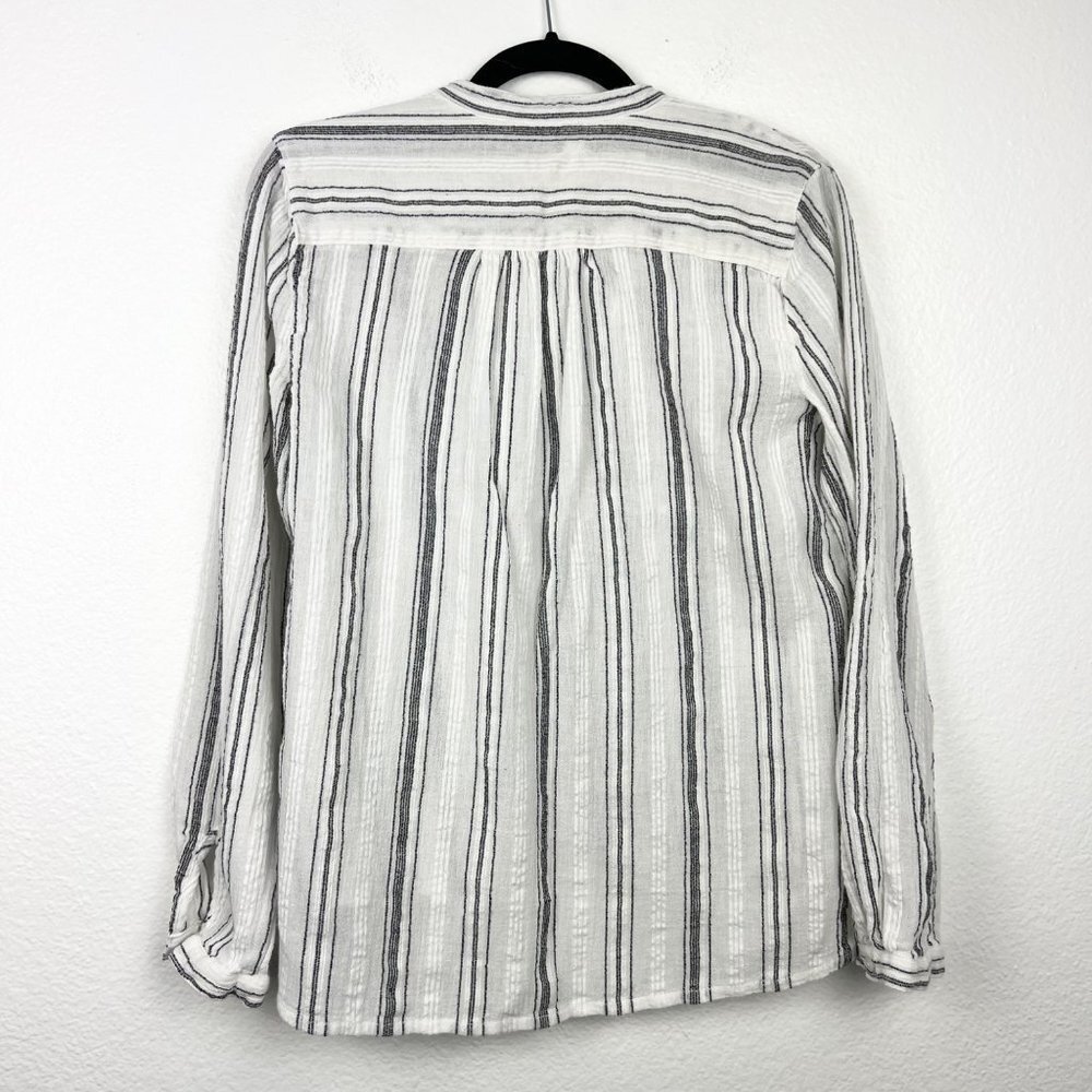 RALPH LAUREN Denim & Supply White Striped Henley High Low Peasant Boho Top, M - Picture 4 of 7